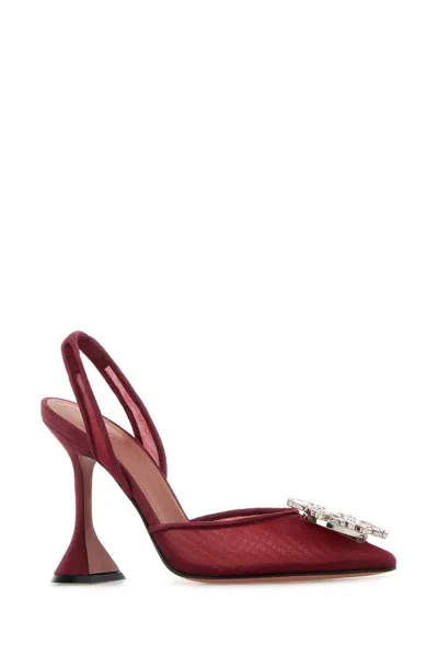 Amina Muaddi Scarpe Con Tacco Begum In Rete Rosso Tiziano  Donna In Red