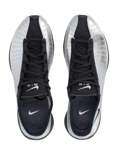 Nike Air Superfly Suede And Perforated Metallic Leather Sneakers In Silver