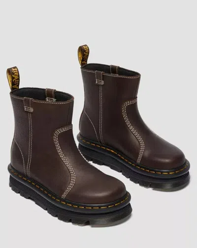 Dr. Martens Zebzag Rigger Ankle Boot In Brown Leather In Brown