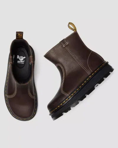 Dr. Martens Zebzag Rigger Ankle Boot In Brown Leather In Brown