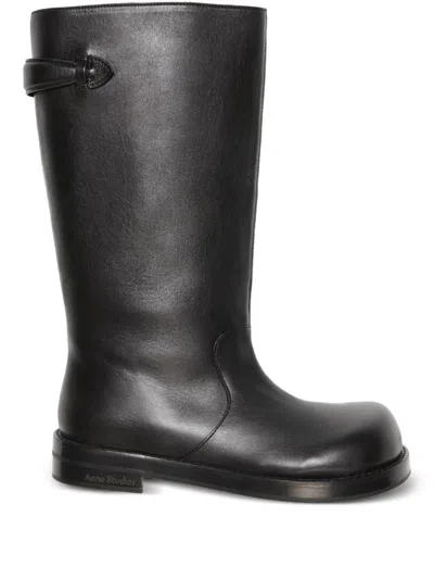 Acne Studios Knee Length Round Toe Beshay Boot In Black