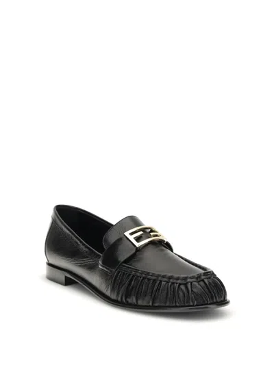 Fendi Nappa Leather Baguette Loafers Fringe Detail In Multi