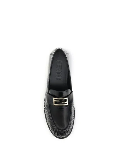 Fendi Nappa Leather Baguette Loafers Fringe Detail In Multi