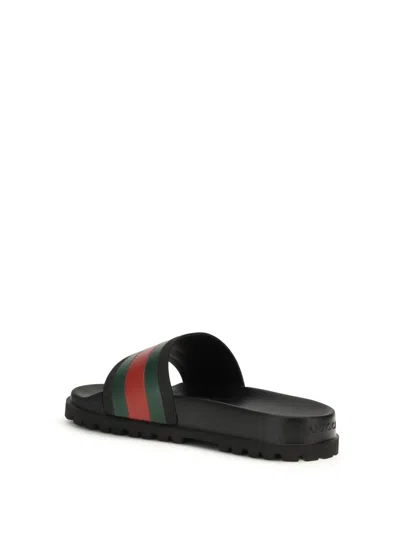 Gucci Pantoletten Mit Webdetail In Black