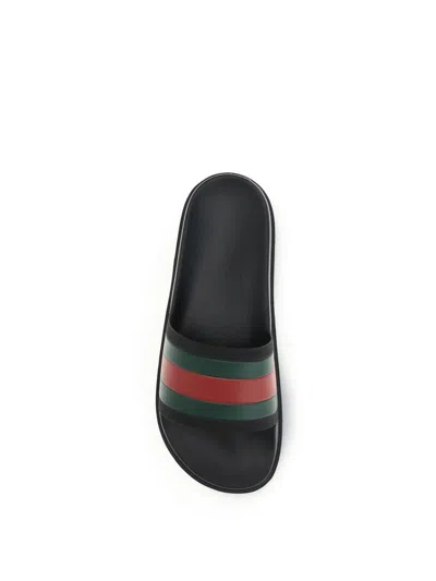 Gucci Pantoletten Mit Webdetail In Black