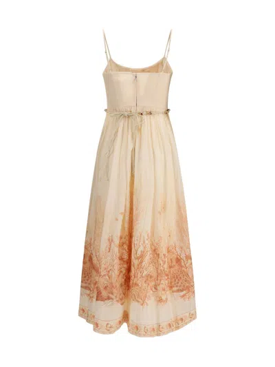 Zimmermann Multicolor Cotton Long Dress In Neutral