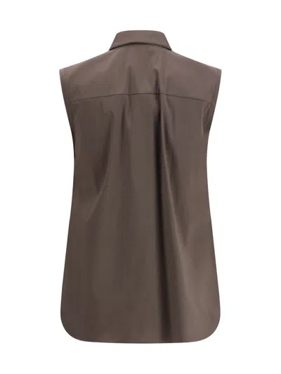 Brunello Cucinelli Women Sleeveless Shirt In Brown
