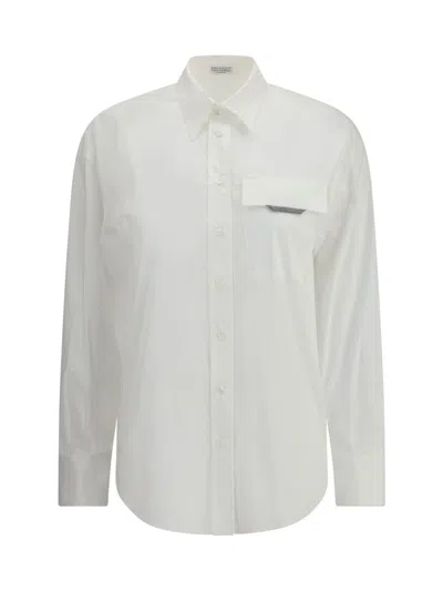 Brunello Cucinelli Cotton Poplin Shirt In White