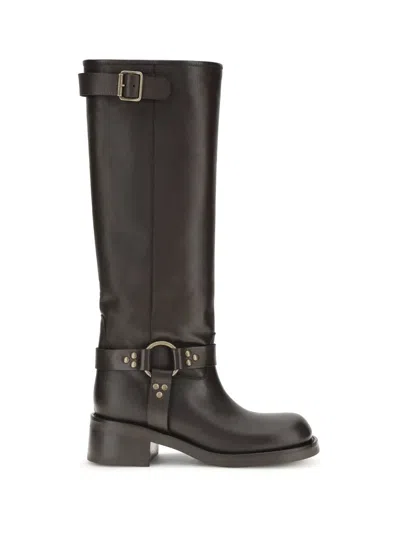 P.a.r.o.s.h Stud-detailing Leather Biker Boots In Brown