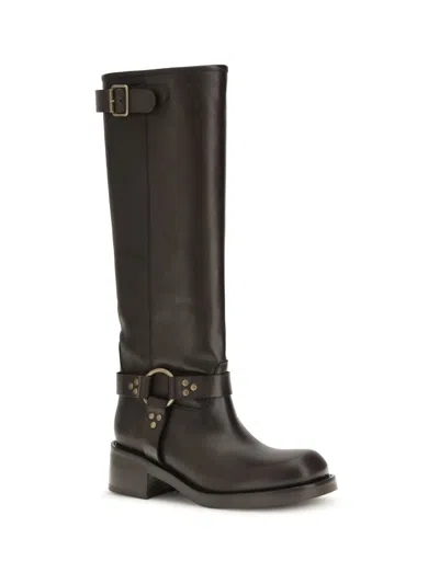 P.a.r.o.s.h Stud-detailing Leather Biker Boots In Brown