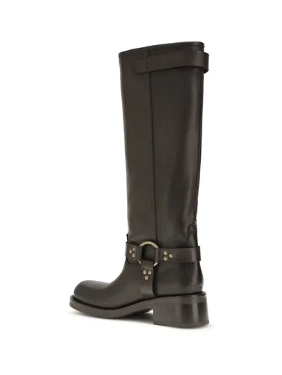 P.a.r.o.s.h Stud-detailing Leather Biker Boots In Brown