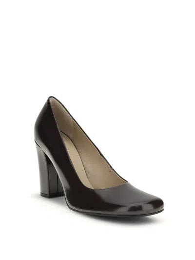 The Row Penelope 95 Shiny Leather Pumps In Brown