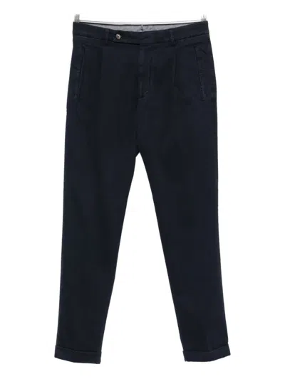 Berwich Retro Pleated Cuffed Trousers In Blue