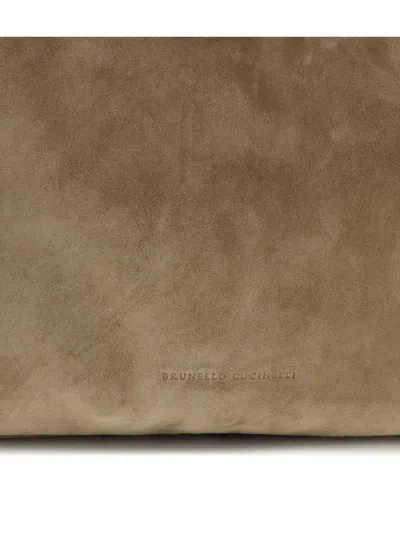 Brunello Cucinelli Women Suede Shoulder Bag In Brown