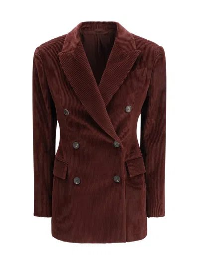Brunello Cucinelli Women Corduroy Cotton Jacket In Brown