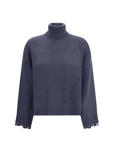 Brunello Cucinelli Women Cashmere And Silk Sweater In Blue