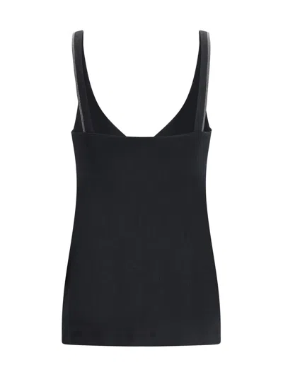 Brunello Cucinelli Women Top With Embellishments In Black