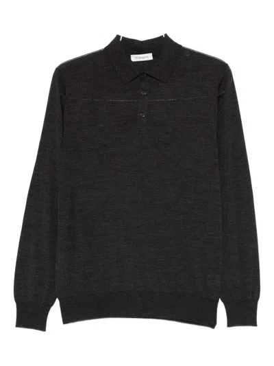 Kangra Cashmere Long Sleeve Polo Shirt In Black