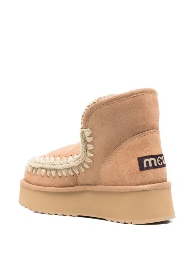 Mou Mini Eskimo Platform Ankle Boots Inside Wedge In Brown