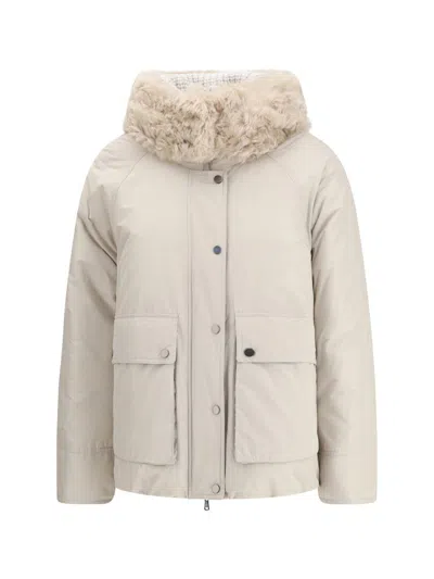 Brunello Cucinelli Techno Cotton Taffeta Parka In White