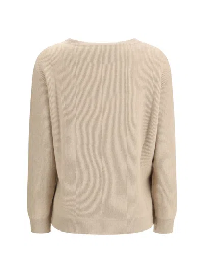 Brunello Cucinelli Women Crew-neck Sweater In Neutral