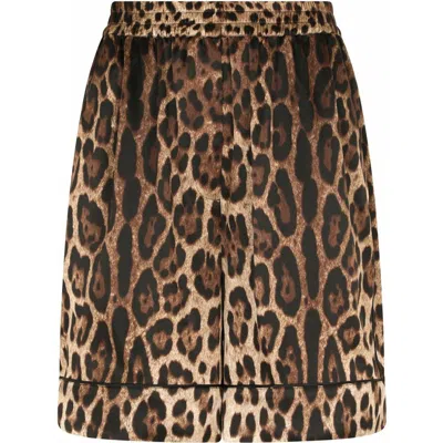 Dolce & Gabbana Leopard-print Silk-blend Satin Shorts In Animal Print
