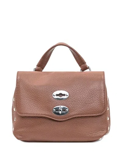 Zanellato Baby Postina Studded Crossbody Bag In Brown