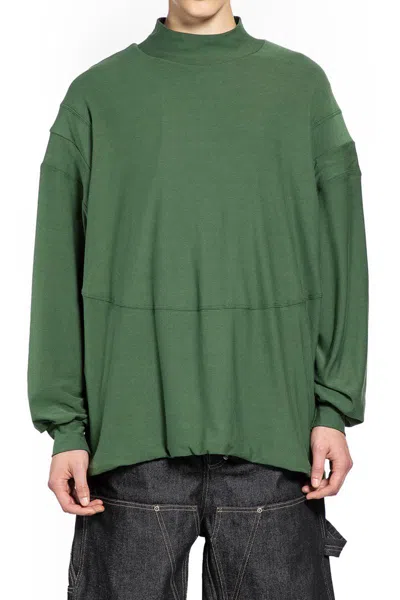 Bryan Jimene`z Padded Shoulder Long Sleeve Top In Green