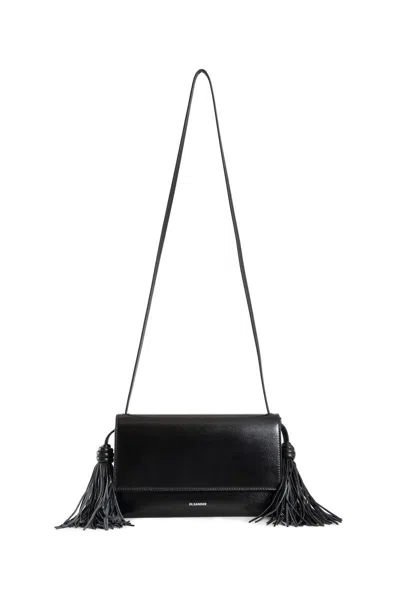 Jil Sander Tassel Crossbody Bag In Black