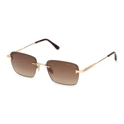 Tom Ford Rectangular Sunglasses In Gold