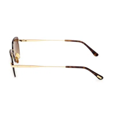 Tom Ford Rectangular Sunglasses In Gold