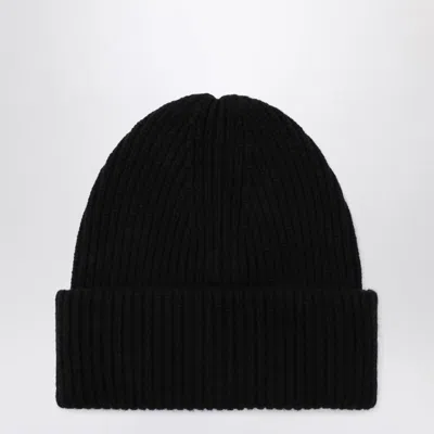 Almada Label Black Wool And Cashmere Beanie In Black