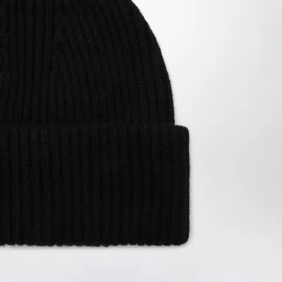 Almada Label Black Wool And Cashmere Beanie In Black