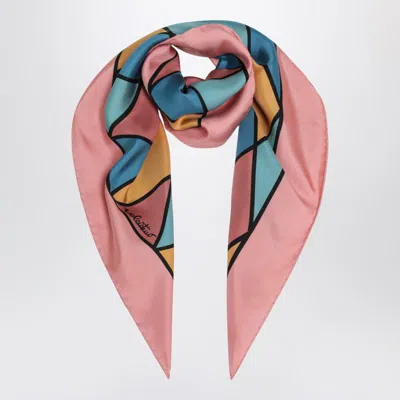 Valentino Garavani Scarf With Colorful Diamond Pattern In Pink