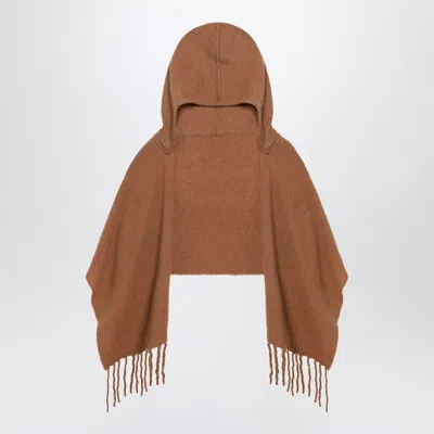 Destin Brown Wool Hooded Cape In Brown