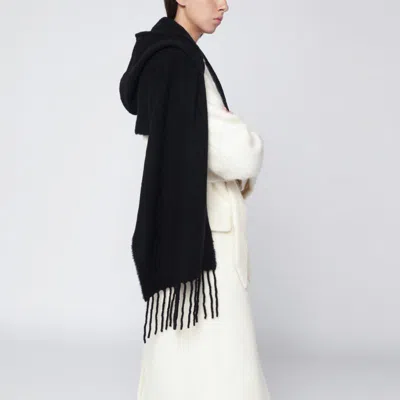 Destin Wool Hooded Cape In Black