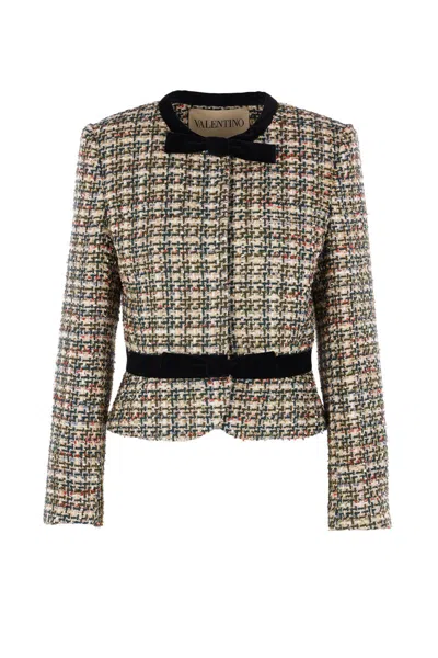 Valentino Garavani Multicolored Patterned Wool-blend Jacket In Brown