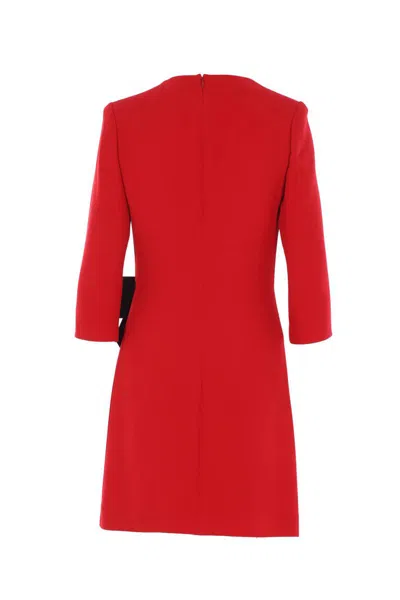 Valentino Short Silk Dress With Bow In Red