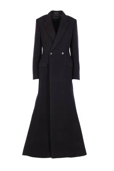Balenciaga Women Oversized Godet Double-breasted Coat In Black