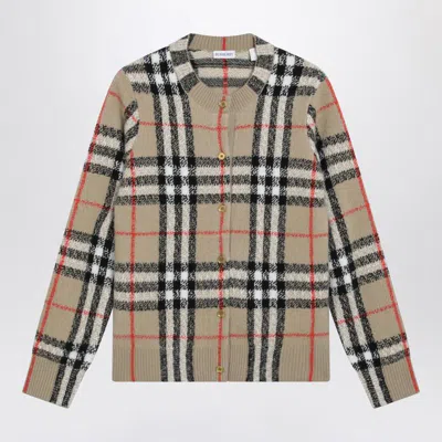 Burberry Wool And Cashmere Check Cardigan In Multi