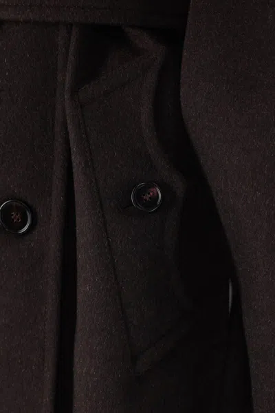 Burberry Cashmere Coat With Belted Waist And Epaulettes In Brown