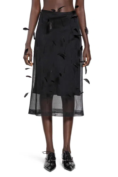 Jil Sander Feather-embellished Midi Skirt In Black