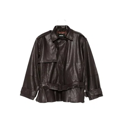Rotate Birger Christensen Leather Outerwears In Brown