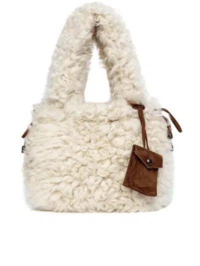 Bigardini Ileana Shearling Tote Bag In White
