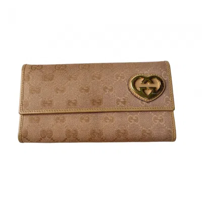 Pre-owned Gucci Pink Gg Canvas Leather Long Wallet (bi-fold) ()