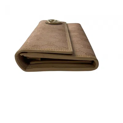 Pre-owned Gucci Pink Gg Canvas Leather Long Wallet (bi-fold) ()