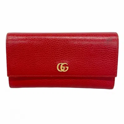 Pre-owned Gucci Red Color Leather Long Wallet (bi-fold) ()