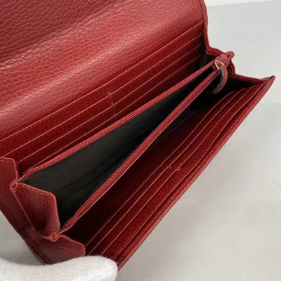 Pre-owned Gucci Red Color Leather Long Wallet (bi-fold) ()