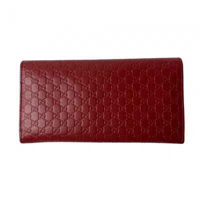Pre-owned Gucci Red Color Leather Long Wallet (bi-fold) ()