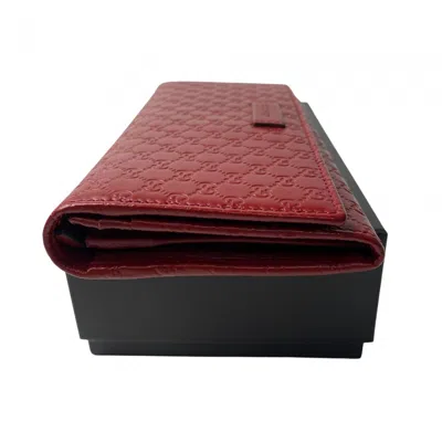Pre-owned Gucci Red Color Leather Long Wallet (bi-fold) ()